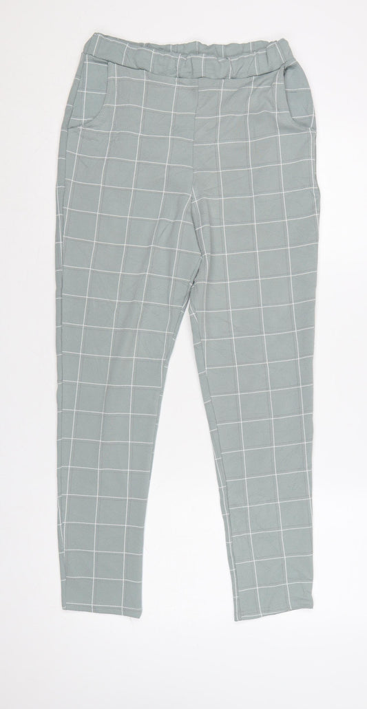 I Saw It First Women Green UK 8 Check Paperbag Tapered Trousers