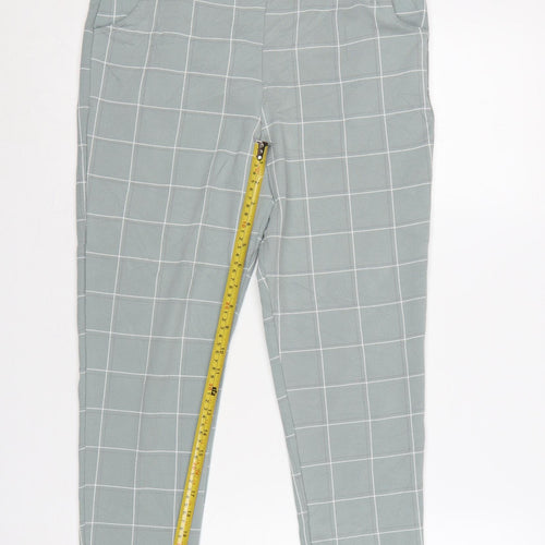 I Saw It First Women Green UK 8 Check Paperbag Tapered Trousers