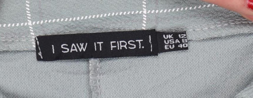 I Saw It First Women Green UK 8 Check Paperbag Tapered Trousers