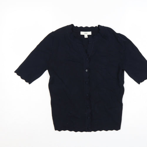 M&S Women’s Blue Size 16 Short Sleeve Ruffle Button Cardigan