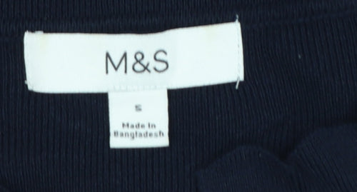 M&S Women’s Blue Size 16 Short Sleeve Ruffle Button Cardigan