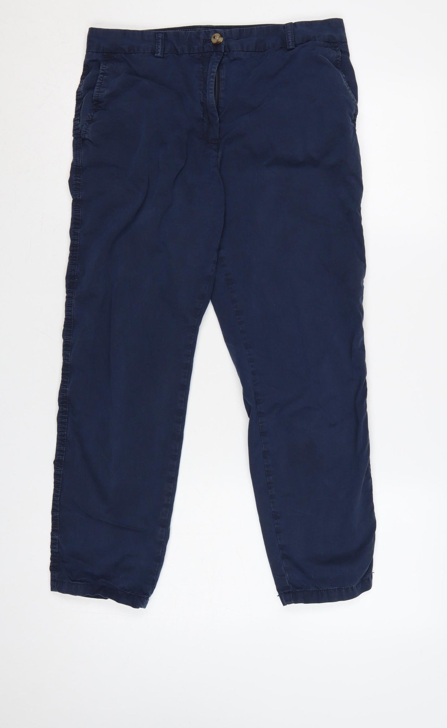 Marks & Spencer Women Navy UK 10 Chino Tapered Trousers