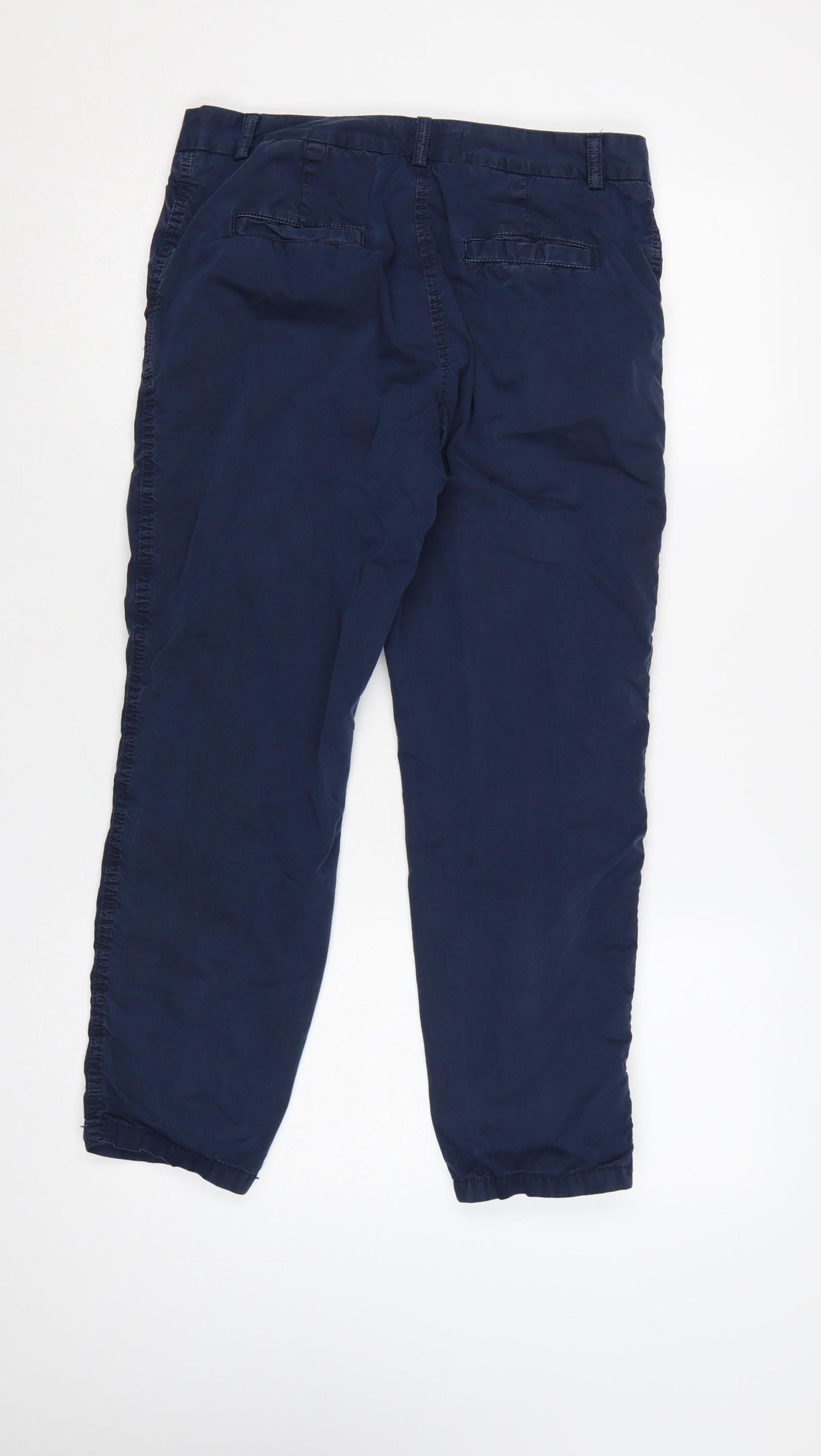 Marks & Spencer Women Navy UK 10 Chino Tapered Trousers