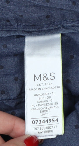 Marks & Spencer Women Navy UK 10 Chino Tapered Trousers