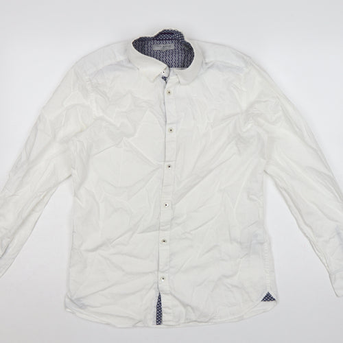 Ted Baker Men’s White Size L Cotton Button-Up Long Sleeve Shirt