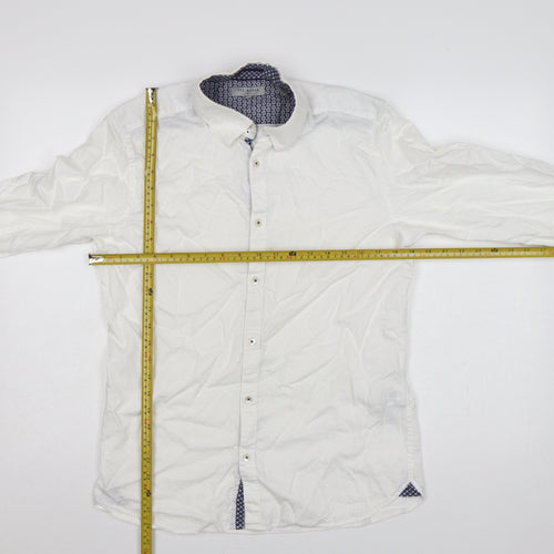 Ted Baker Men’s White Size L Cotton Button-Up Long Sleeve Shirt