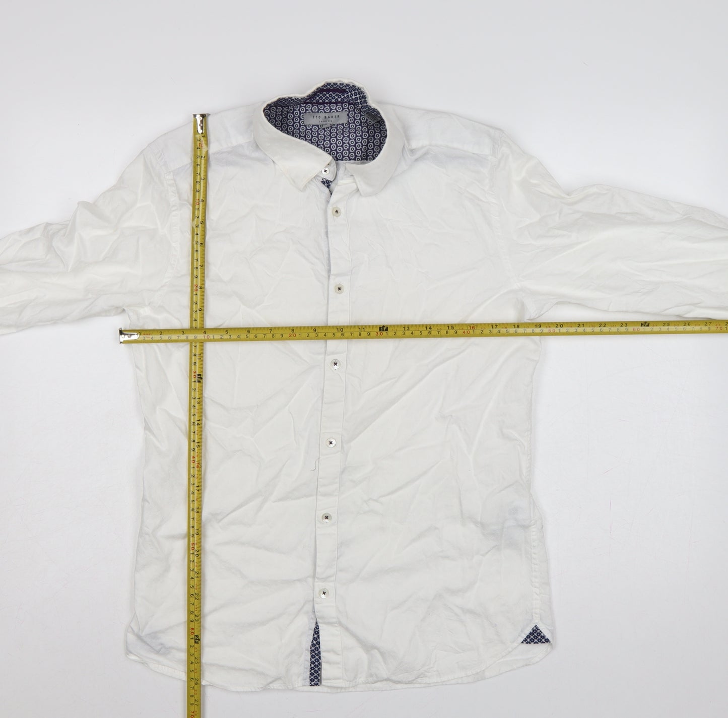 Ted Baker Men’s White Size L Cotton Button-Up Long Sleeve Shirt