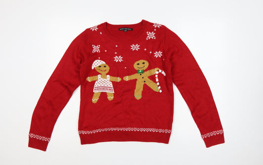 Heart and Soul Women Red Size 8 Christmas Gingerbread Sequin Jumper