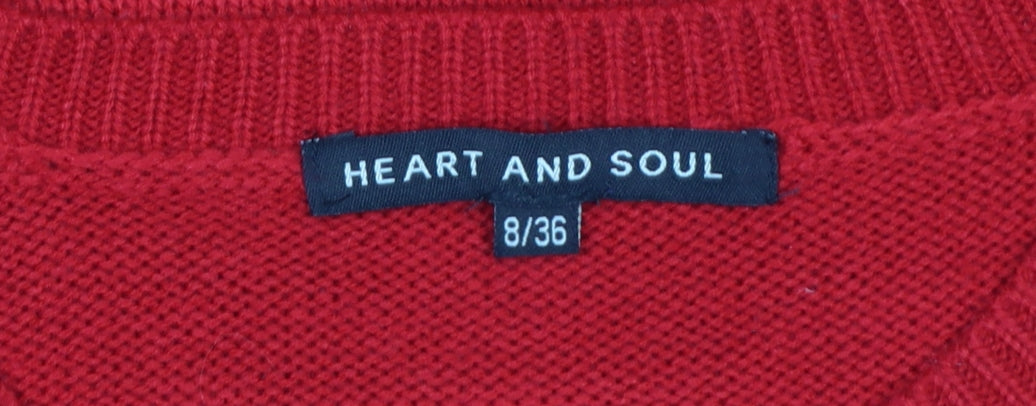 Heart and Soul Women Red Size 8 Christmas Gingerbread Sequin Jumper