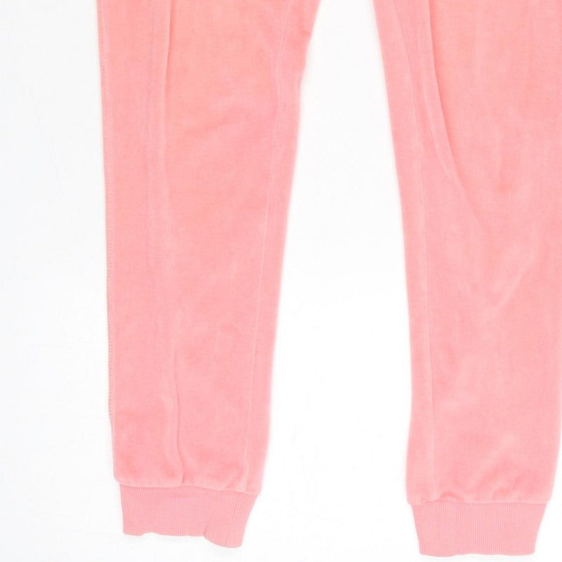 Lipsy Women Pink UK 6 Velour Sequin Heart Logo Jogger Trousers