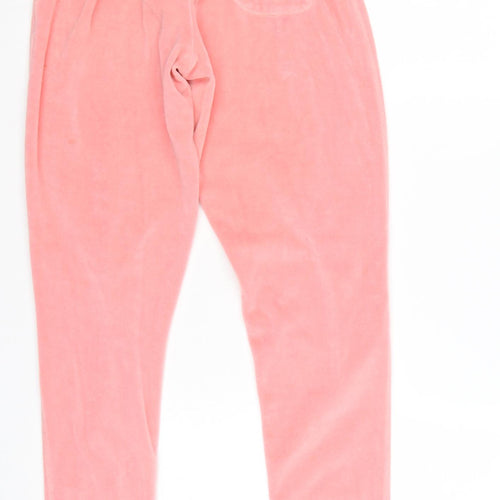 Lipsy Women Pink UK 6 Velour Sequin Heart Logo Jogger Trousers
