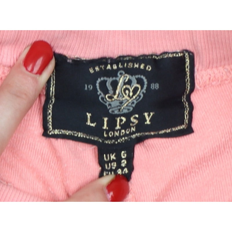 Lipsy Women Pink UK 6 Velour Sequin Heart Logo Jogger Trousers