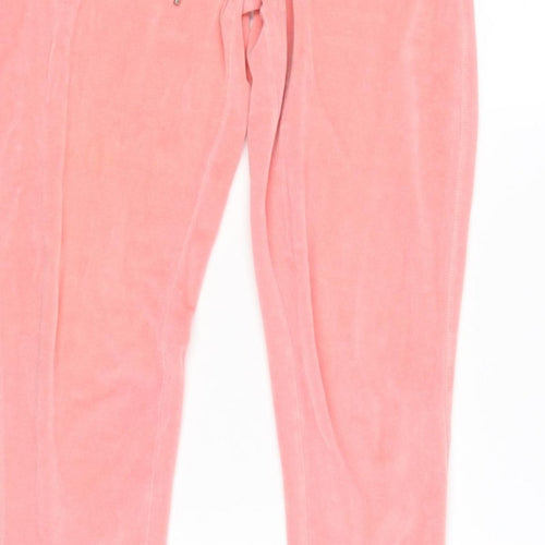Lipsy Women Pink UK 6 Velour Sequin Heart Logo Jogger Trousers