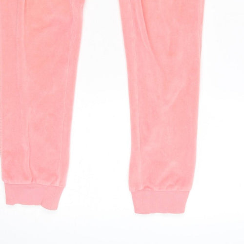 Lipsy Women Pink UK 6 Velour Sequin Heart Logo Jogger Trousers
