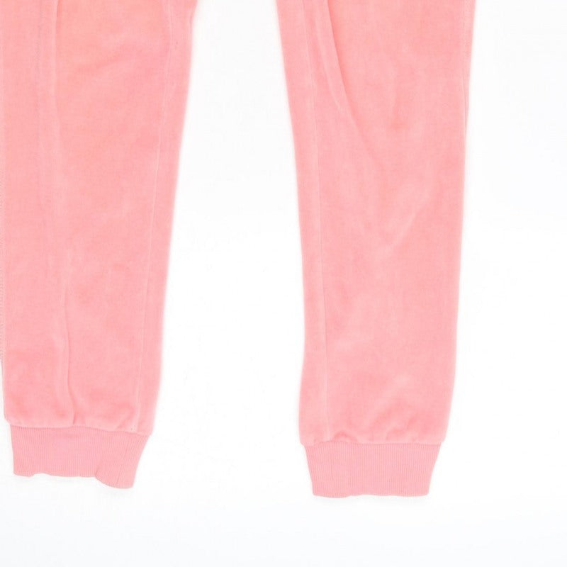 Lipsy Women Pink UK 6 Velour Sequin Heart Logo Jogger Trousers