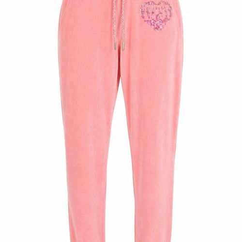 Lipsy Women Pink UK 6 Velour Sequin Heart Logo Jogger Trousers