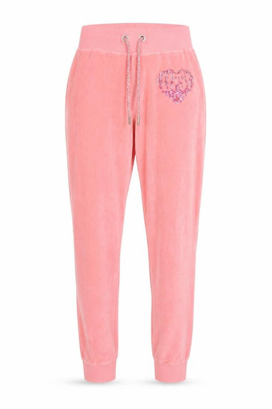 Lipsy Women Pink UK 6 Velour Sequin Heart Logo Jogger Trousers