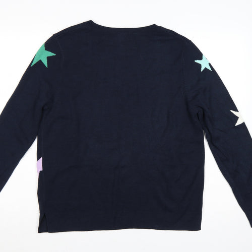 Marks and Spencer Women Blue Star Knit Pullover Jumper UK 16