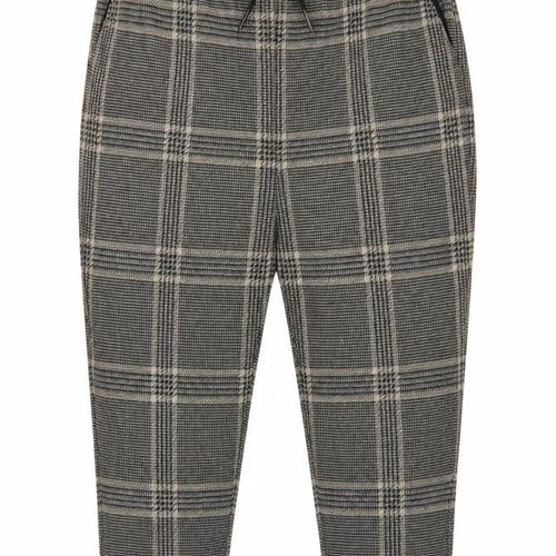 M&S Women’s Grey Plaid Tapered Jogger Trousers Size 20 Regular