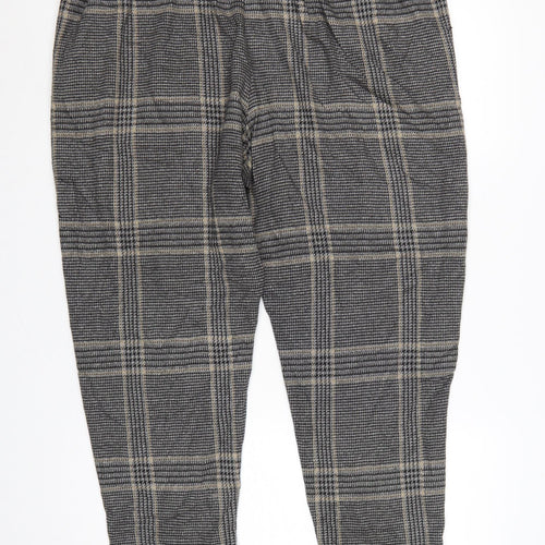 M&S Women’s Grey Plaid Tapered Jogger Trousers Size 20 Regular