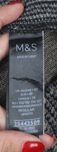 M&S Women’s Grey Plaid Tapered Jogger Trousers Size 20 Regular