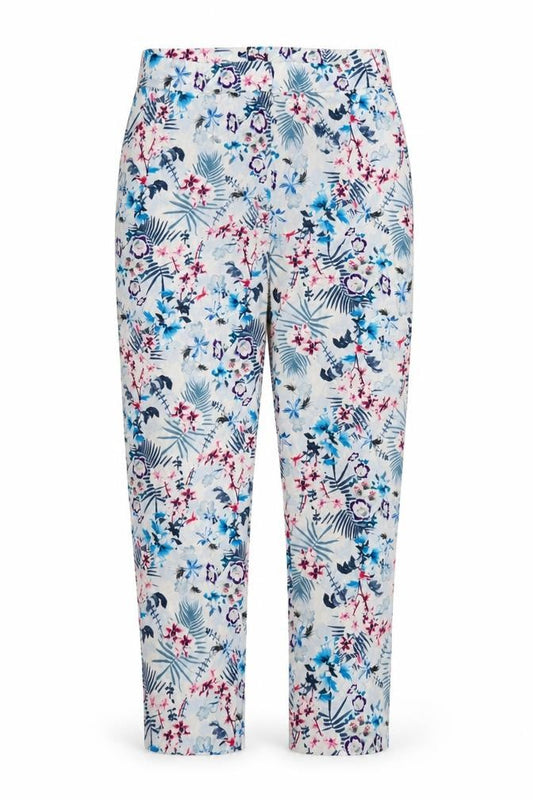 Warehouse Women White Floral Straight Leg Trousers UK 12