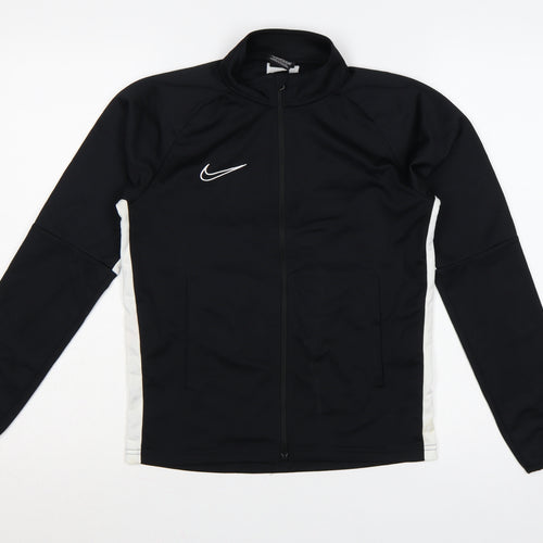 Nike Boys Black White 12-13 Years Full Zip Dri-FIT Track Sweatshirt L