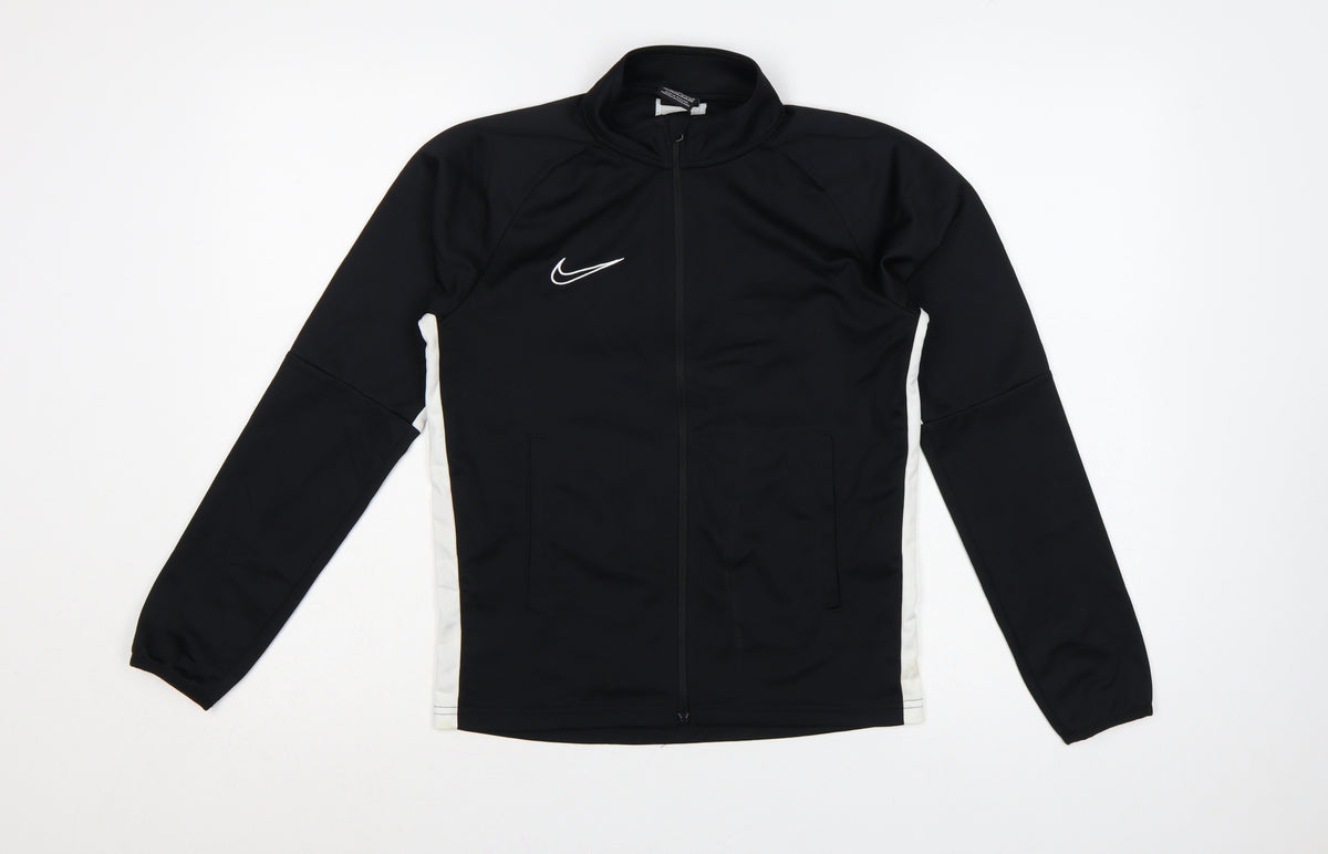 Nike Boys Black White 12-13 Years Full Zip Dri-FIT Track Sweatshirt L
