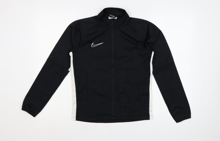 Nike Boys Black White 12-13 Years Full Zip Dri-FIT Track Sweatshirt L