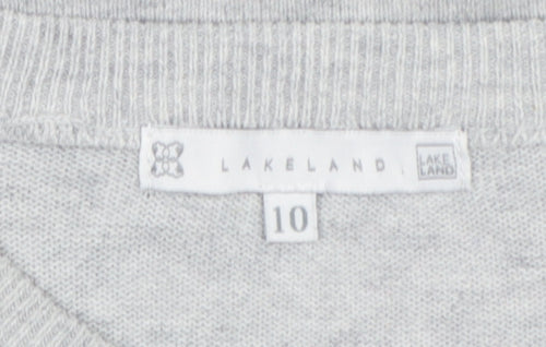 Lakeland Women Grey Fox Cotton Knit Crew Neck Pullover Jumper Size 10