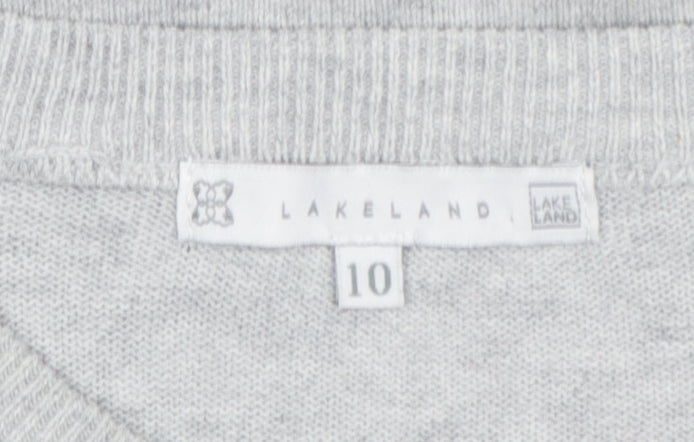 Lakeland Women Grey Fox Cotton Knit Crew Neck Pullover Jumper Size 10