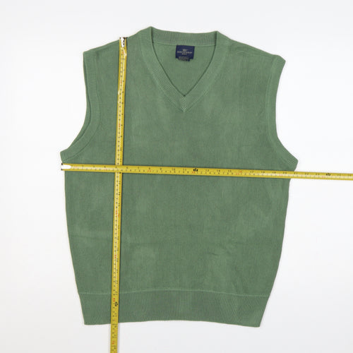 Dockers Golf Men Green L V-Neck Sleeveless Acrylic Knit Jumper Vest