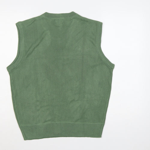 Dockers Golf Men Green L V-Neck Sleeveless Acrylic Knit Jumper Vest