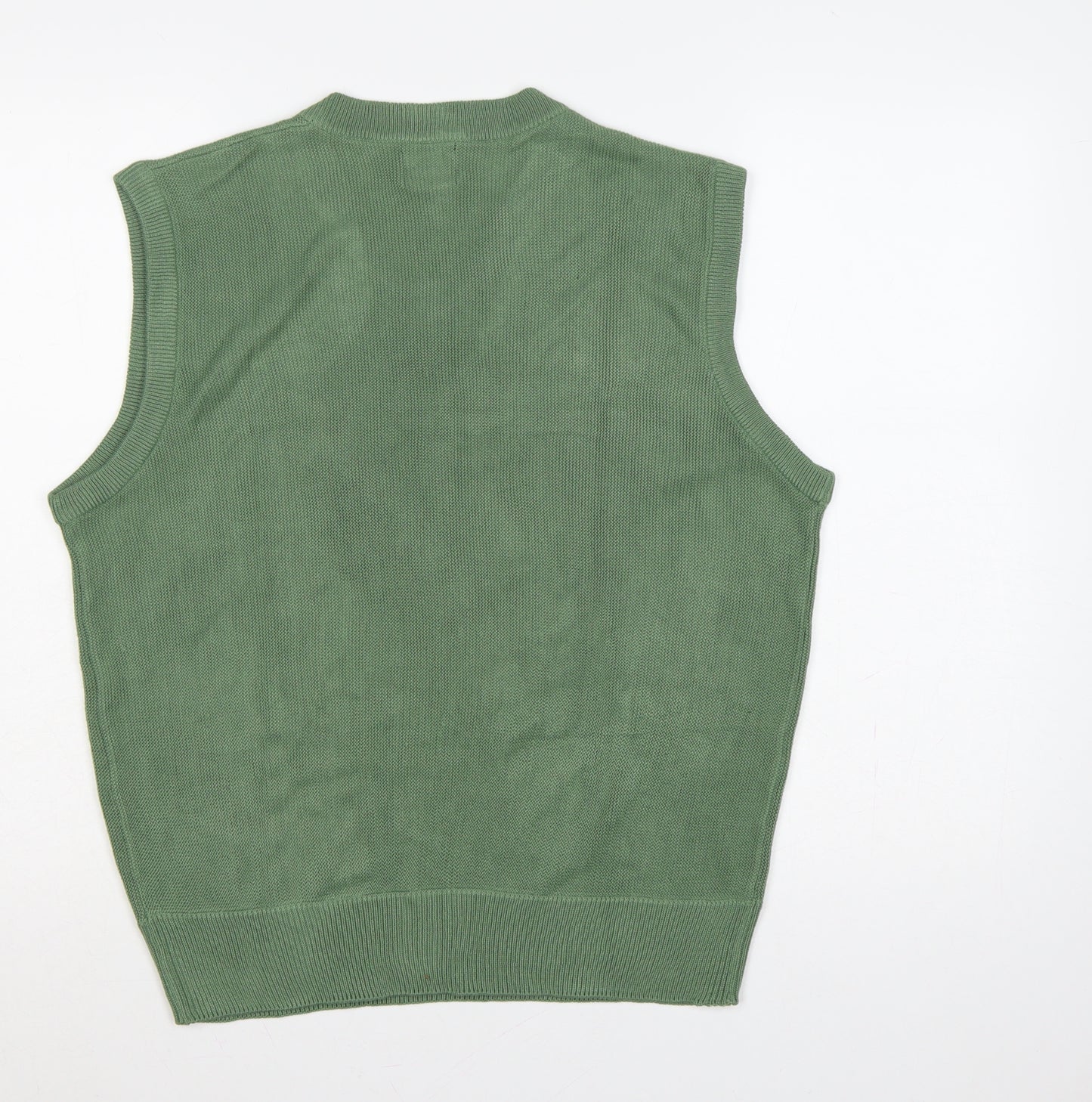 Dockers Golf Men Green L V-Neck Sleeveless Acrylic Knit Jumper Vest