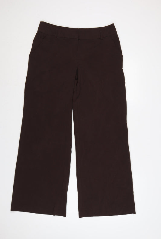 Marks & Spencer Women Brown UK 12 Wide Leg Tailored Dress Trousers