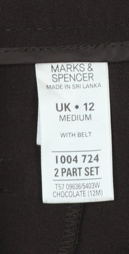 Marks & Spencer Women Brown UK 12 Wide Leg Tailored Dress Trousers