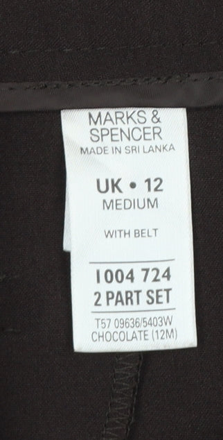 Marks & Spencer Women Brown UK 12 Wide Leg Tailored Dress Trousers