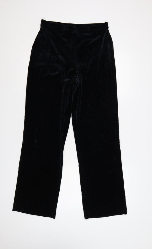 Marks & Spencer Women’s Black UK 14 Velvet Flared Trousers