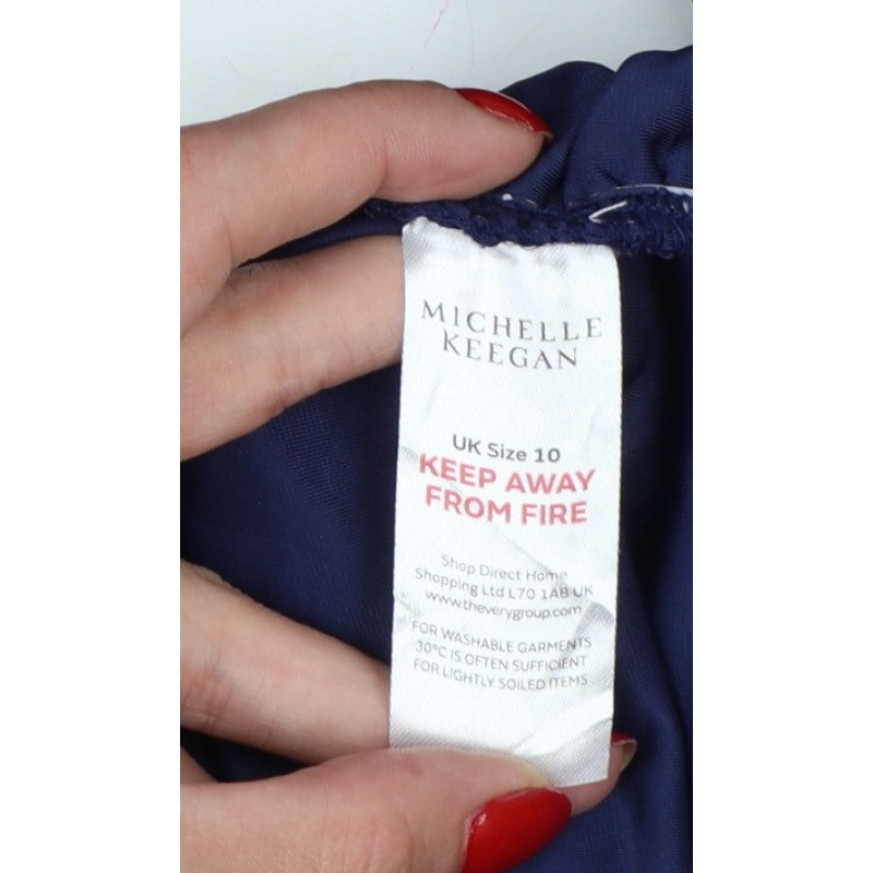 Michelle Keegan Women Blue UK 10 Bodycon Velour Ruched Knee Dress