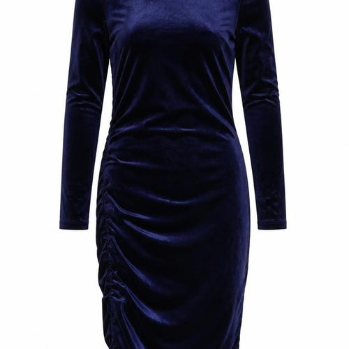 Michelle Keegan Women Blue UK 10 Bodycon Velour Ruched Knee Dress