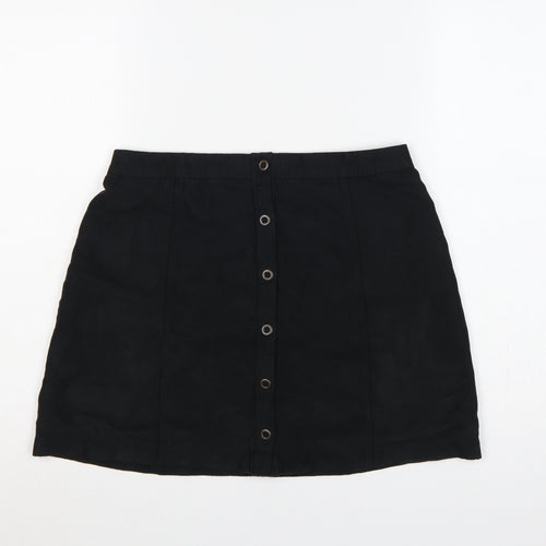 Hollister Women’s Black UK 10 Button Front Mini Pencil Skirt