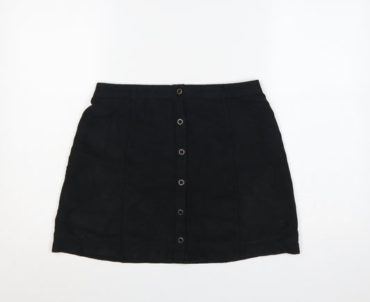 Hollister Women’s Black UK 10 Button Front Mini Pencil Skirt