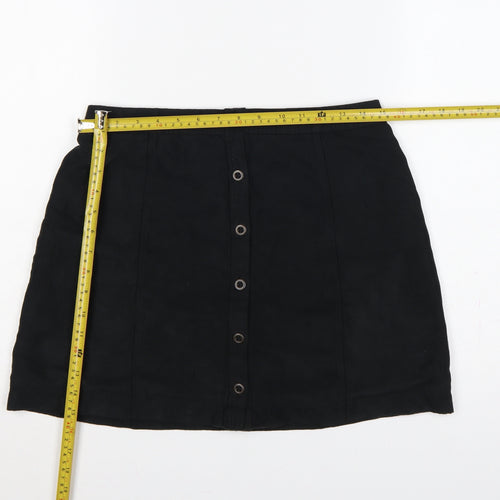 Hollister Women’s Black UK 10 Button Front Mini Pencil Skirt