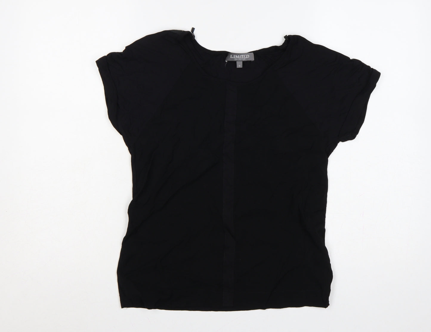 Limited Collection Women Black Size 10 Viscose Zip Shoulder Blouse