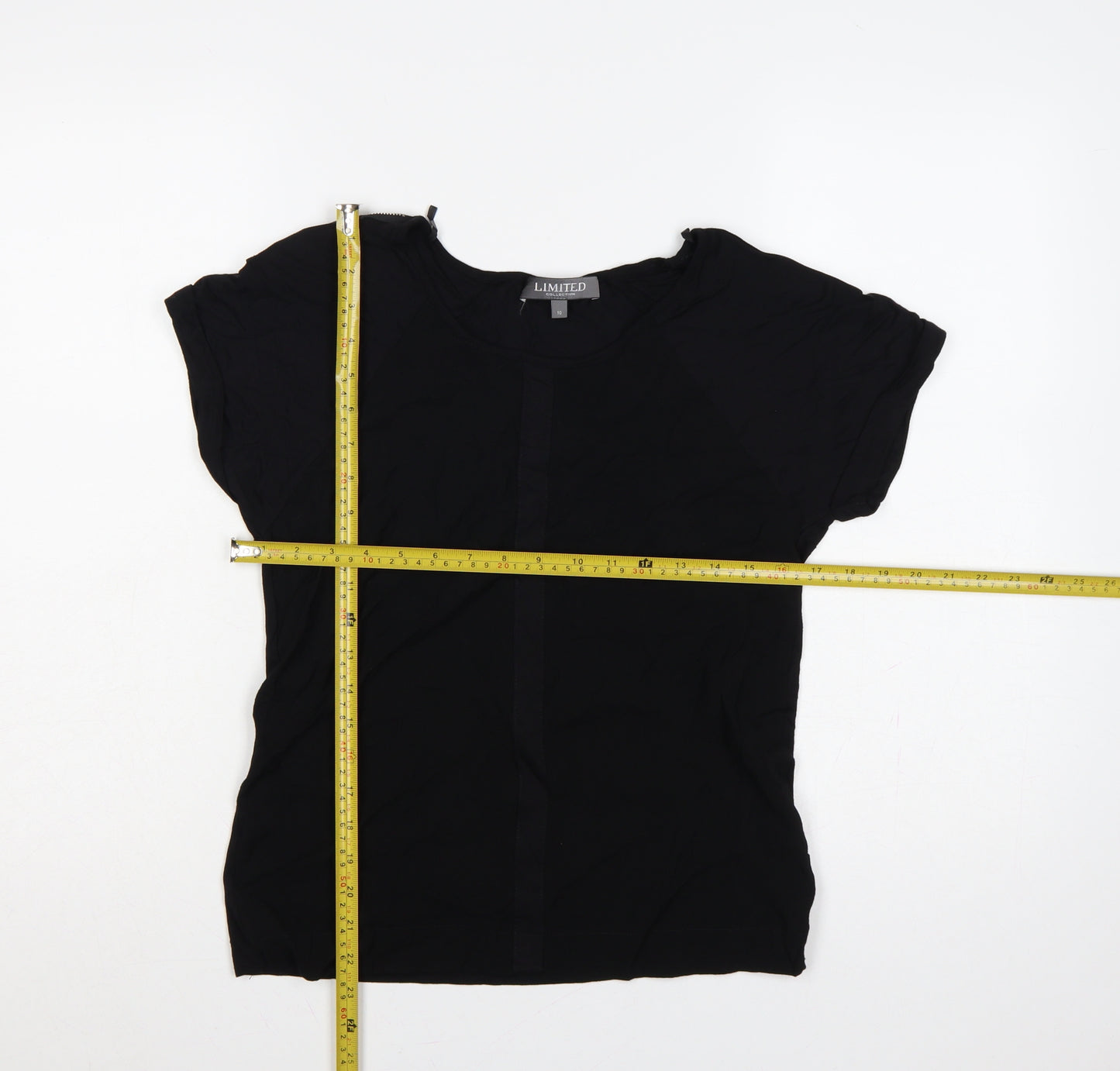 Limited Collection Women Black Size 10 Viscose Zip Shoulder Blouse