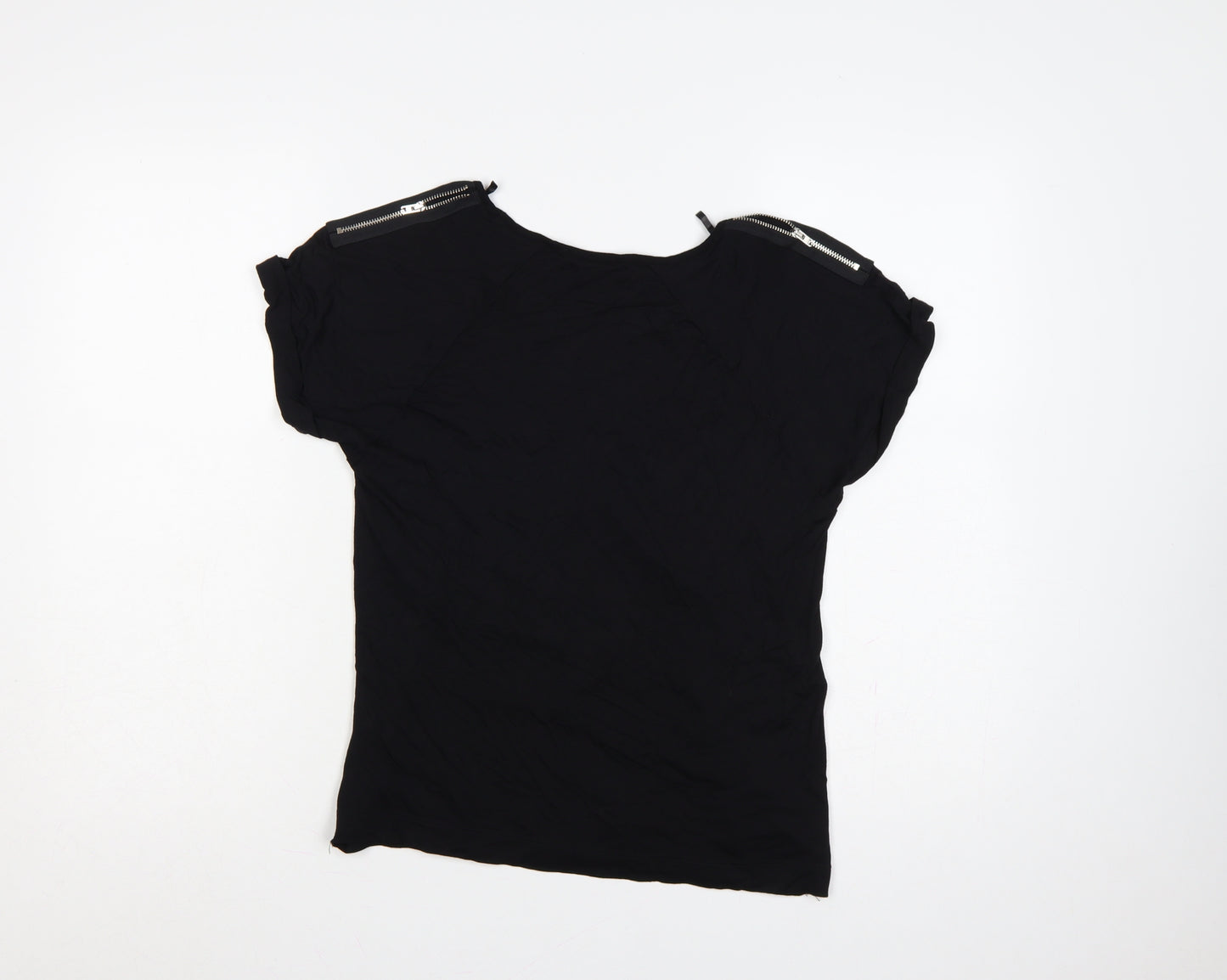 Limited Collection Women Black Size 10 Viscose Zip Shoulder Blouse