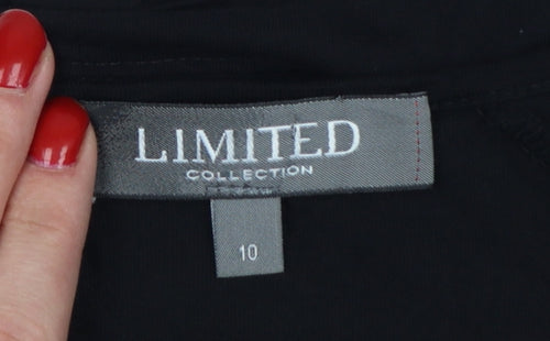 Limited Collection Women Black Size 10 Viscose Zip Shoulder Blouse