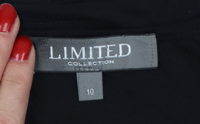 Limited Collection Women Black Size 10 Viscose Zip Shoulder Blouse
