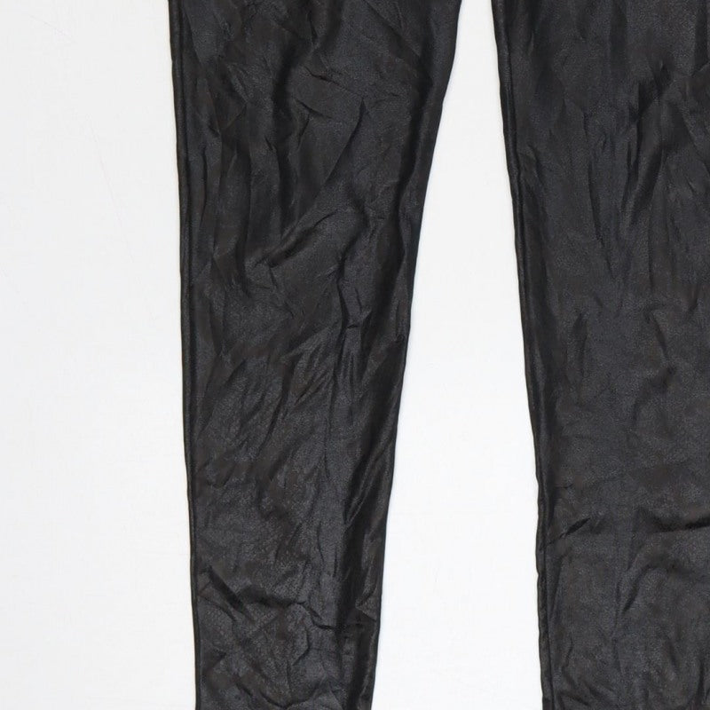 New Look Women Black Animal Print High Rise Stretch Leggings UK 10