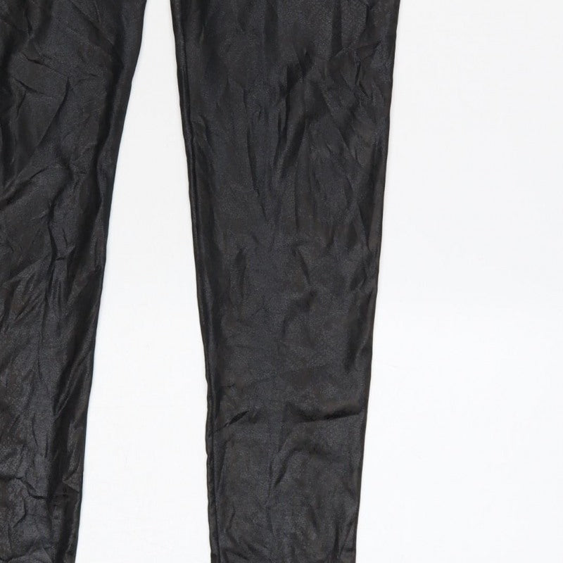 New Look Women Black Animal Print High Rise Stretch Leggings UK 10